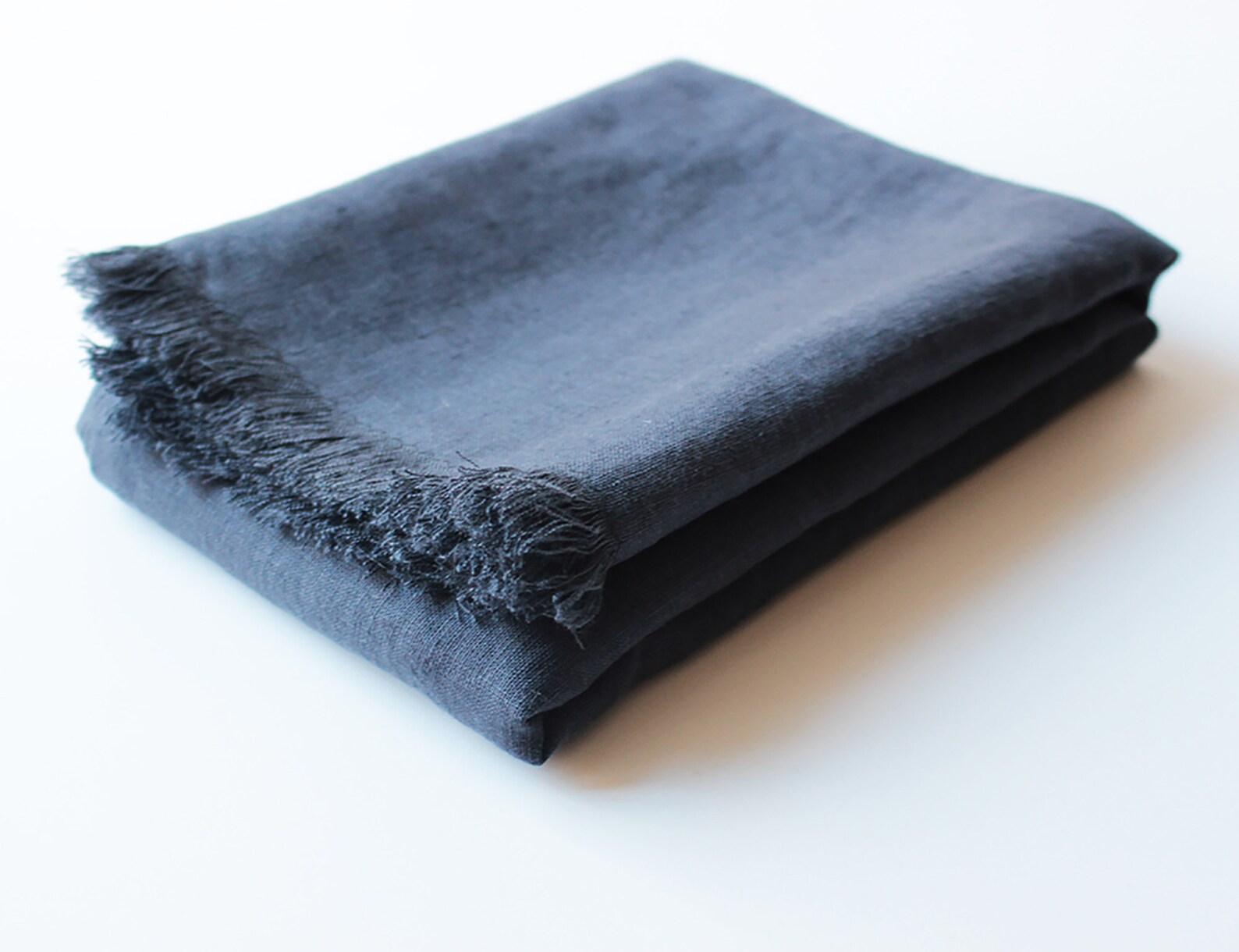 Bluish Grey Softened Linen Throw Linen Throw Blanket Light Etsy