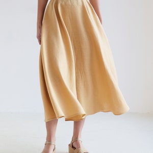 Half circle linen skirt EMILIA, Ankle length skirt for woman, Pleated linen skirt, Long flowy skirt, Folded summer skirt image 3