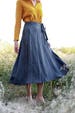 Linen wrap skirt FRIDA,  Calf length linen skirt, A line wrap skirt, Charcoal linen skirt, Long linen skirt for woman 