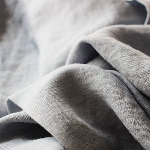 Bluish grey softened linen throw, Linen throw blanket, Light grey throw, Fringed throw blanket, Soft linen throws and blankets image 4