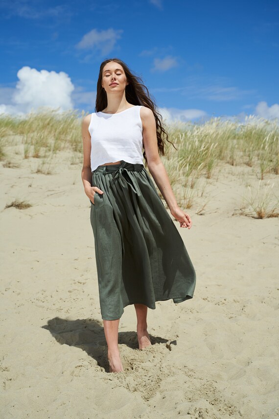 Maxi skirt with pockets clearance belt