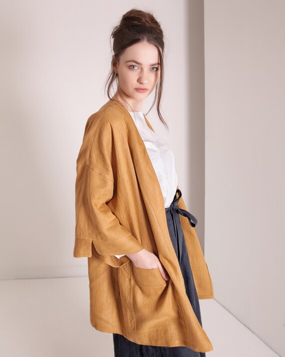 linen long cardigan