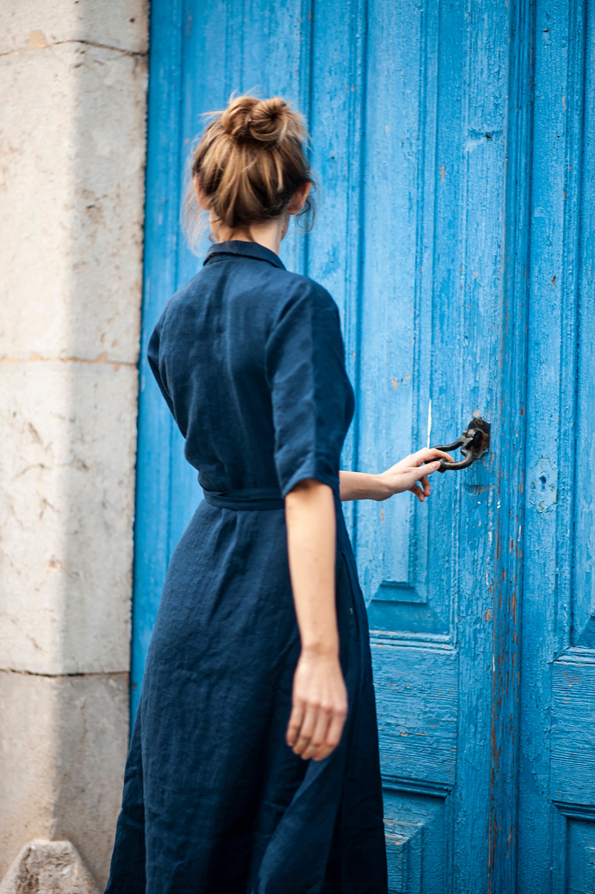 athena marie linen dresses Buy Linen Wrap Dress ATHENA: Midi Kimono Sleeve Softened Lithuanian Linen  Online in India