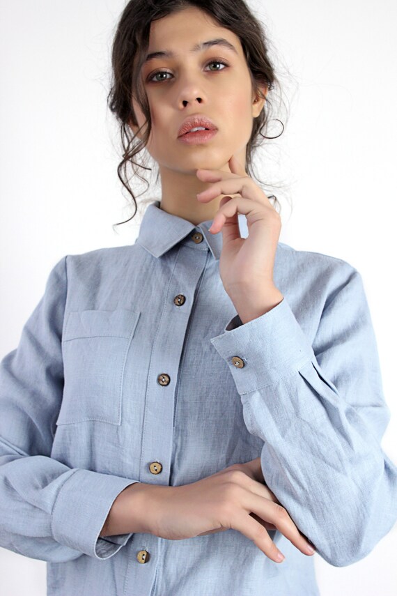 Women's Long Shirts  Long Linen & Denim Shirts