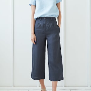 Linen Back Fold Detail Shirt OLIVIA, Short Sleeve Linen Shirt for Women ...