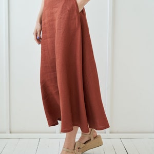 Ankle length linen skirt INDIA, Maxi linen skirt, White linen skirt, Linen skirt with pockets, Linen maxi skirt, Long linen skirt image 2