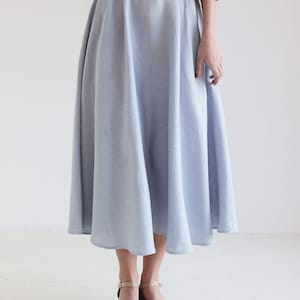 Half circle linen skirt EMILIA, Ankle length skirt for woman, Pleated linen skirt, Long flowy skirt, Folded summer skirt image 7