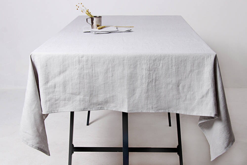 Grey Linen Tablecloth Softened Linen Tablecloth Grey Etsy