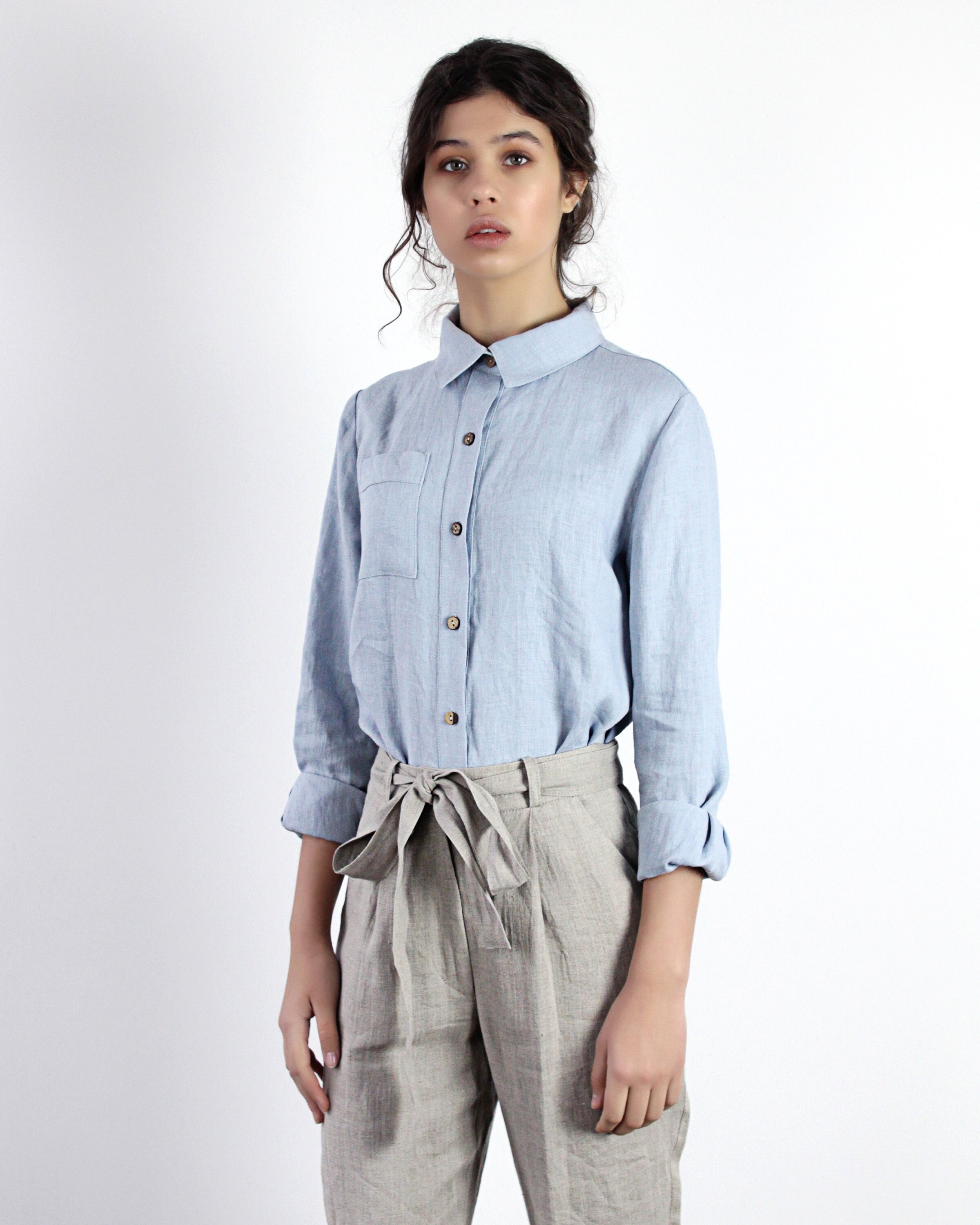 women's linen shirts & tops