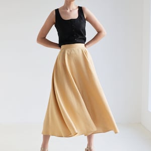 Half circle linen skirt EMILIA, Ankle length skirt for woman, Pleated linen skirt, Long flowy skirt, Folded summer skirt image 2