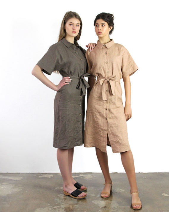 knot front shirt dress