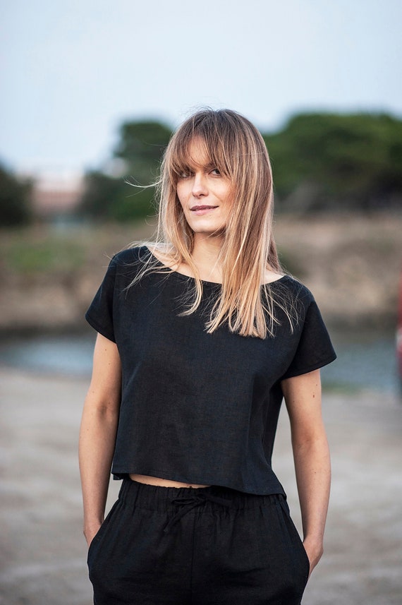 Linen Top BERLIN Crop, Linen Crop Top, Loose Linen Blouse Custom Color,  Linen T Shirt, Softened Linen Tee, Loose Top, Linen Crop Shirt - Etsy Canada
