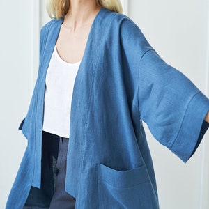 Linen Cardigan DEVONNE, Long Linen Cardigan, Linen Cardigan for Women, Kimono Cardigan, Oversized Linen Jacket, Linen Kimono Jacket image 4