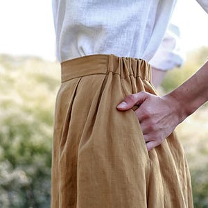 Linen skirt FLORENCE, Maxi linen skirt, Mustard linen skirt, Linen skirt with pockets, Linen maxi skirt, Ruffled back skirt image 5