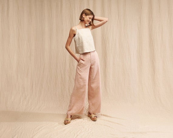 Buy Linen PALAZZO Pants, 28, 30, 32, 34 Inches Inseam Options, Wide Leg  Linen Pants, High Waist Full Length Pants, Linen Flare Pants Online in  India 