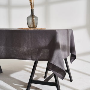 Linen tablecloth with mitered corners, Softened linen table cover, Rectangular, Square tablecloth, Linen tablecloth in various colors, size image 7