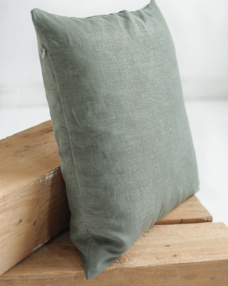 Softened linen pillow cover, Linen pillow cases available in 27 colors , Linen throw pillow, Natural pillow case, Handmade pillow cover image 5