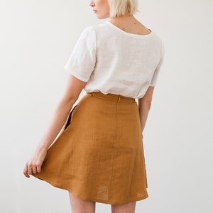 Linen mini skirt ADELLE, A line linen skirt, Short skirt from natural linen, Linen skirts for women, Mustard linen skirt image 5