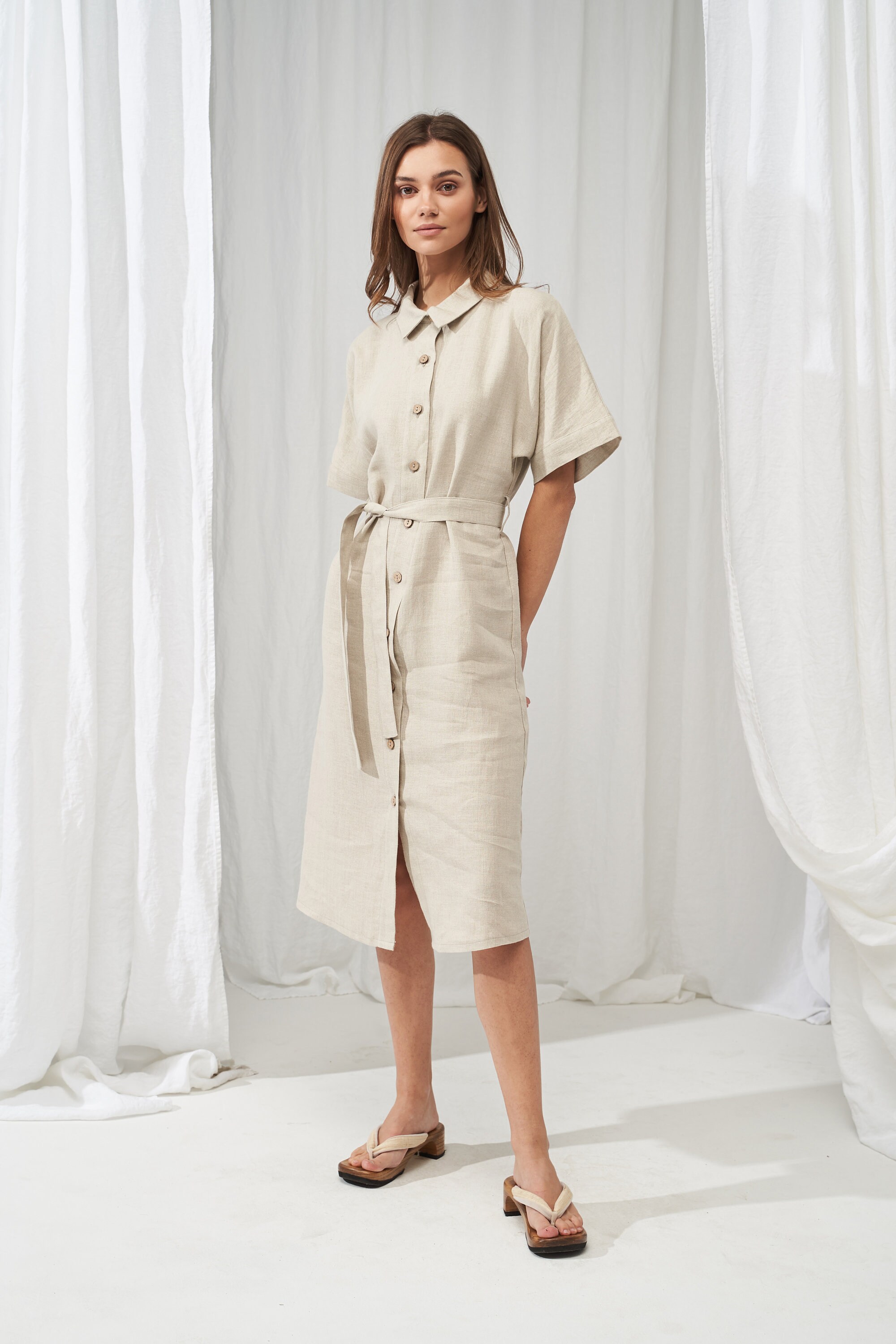 Linen Dress Asuna Linen Kimono Shirt Dress Linen Dress Etsy