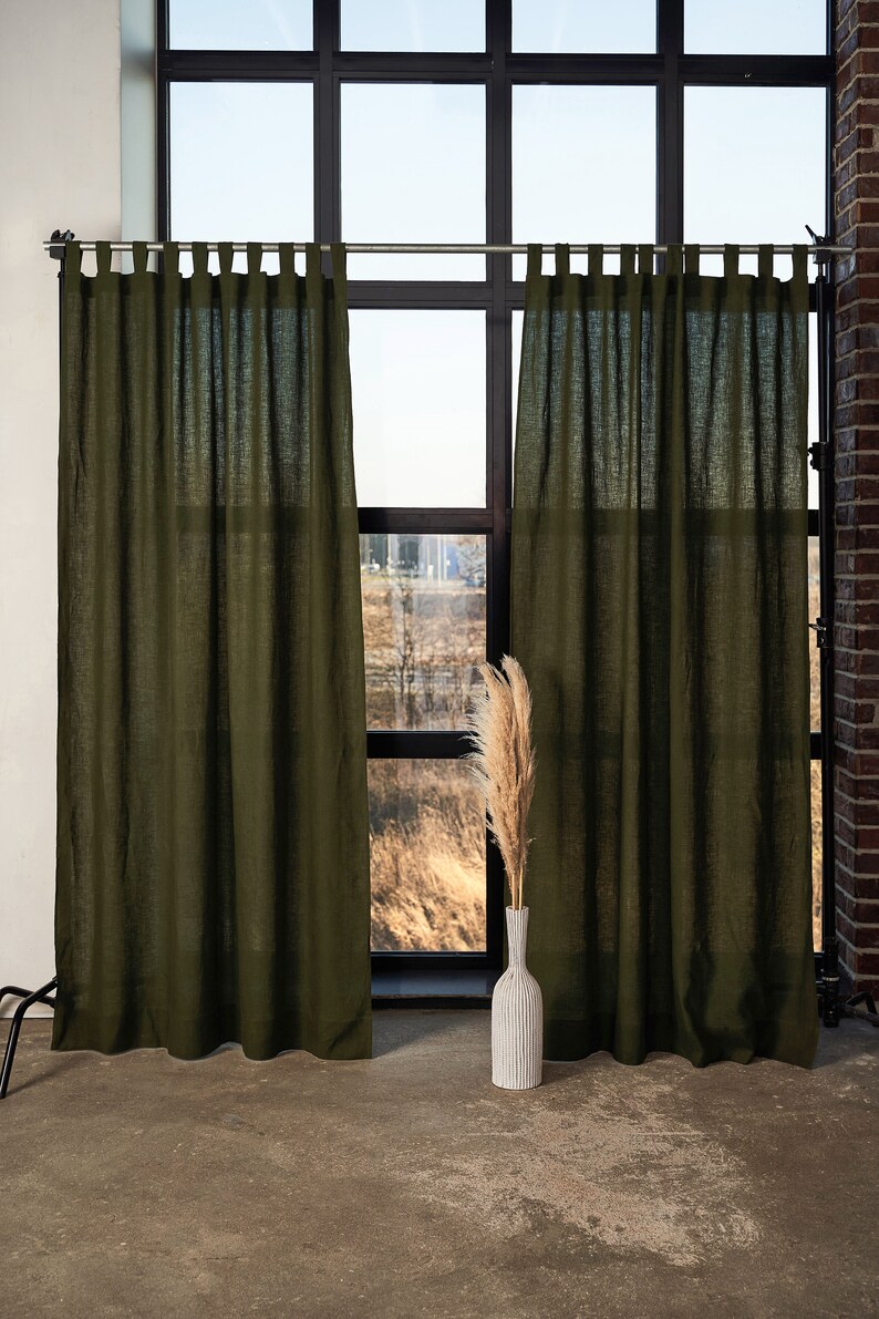 Linen tab top curtain panel Softened linen curtain Linen Etsy