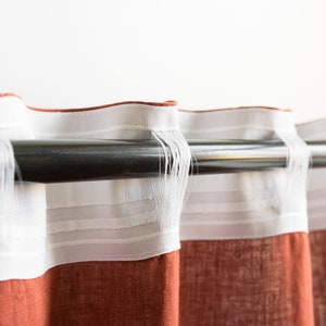 Set of 2 linen curtain panels with multifunctional heading tape, Living room curtains, Semi-sheer linen curtains, Handmade linen curtains image 9
