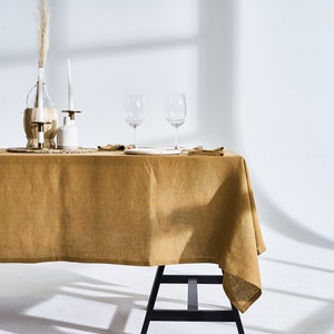 Softened Linen Tablecloth: Handmade with Mitered Corners