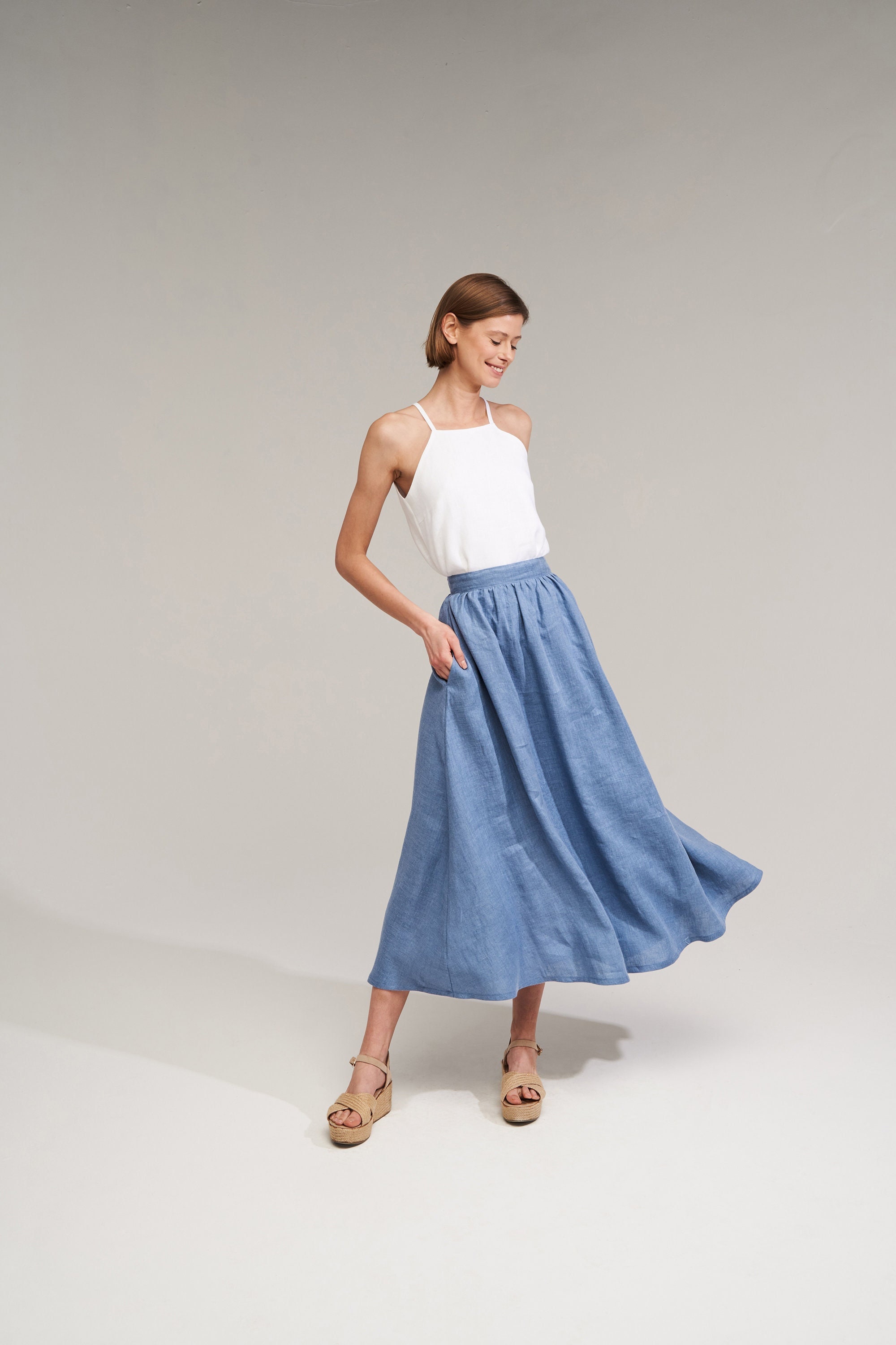 Petite chambray maxi skirt online