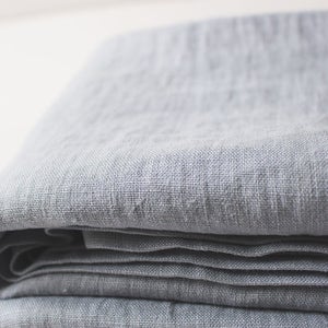 Lancio di lino ammorbidito grigio bluastro, coperta di lancio di lino, lancio grigio chiaro, coperta di lancio con frange, morbidi lanci e coperte di lino immagine 3