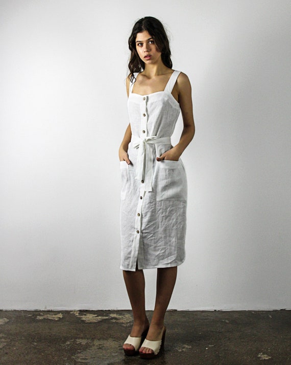 Linen dress AVA Linen Button Down Dress 