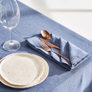 Linen napkins with mitered corners, Set of 4 linen napkins, Custom linen napkins, Cocktail napkins, Dinner napkins, Softened linen napkins Cornflower Blue