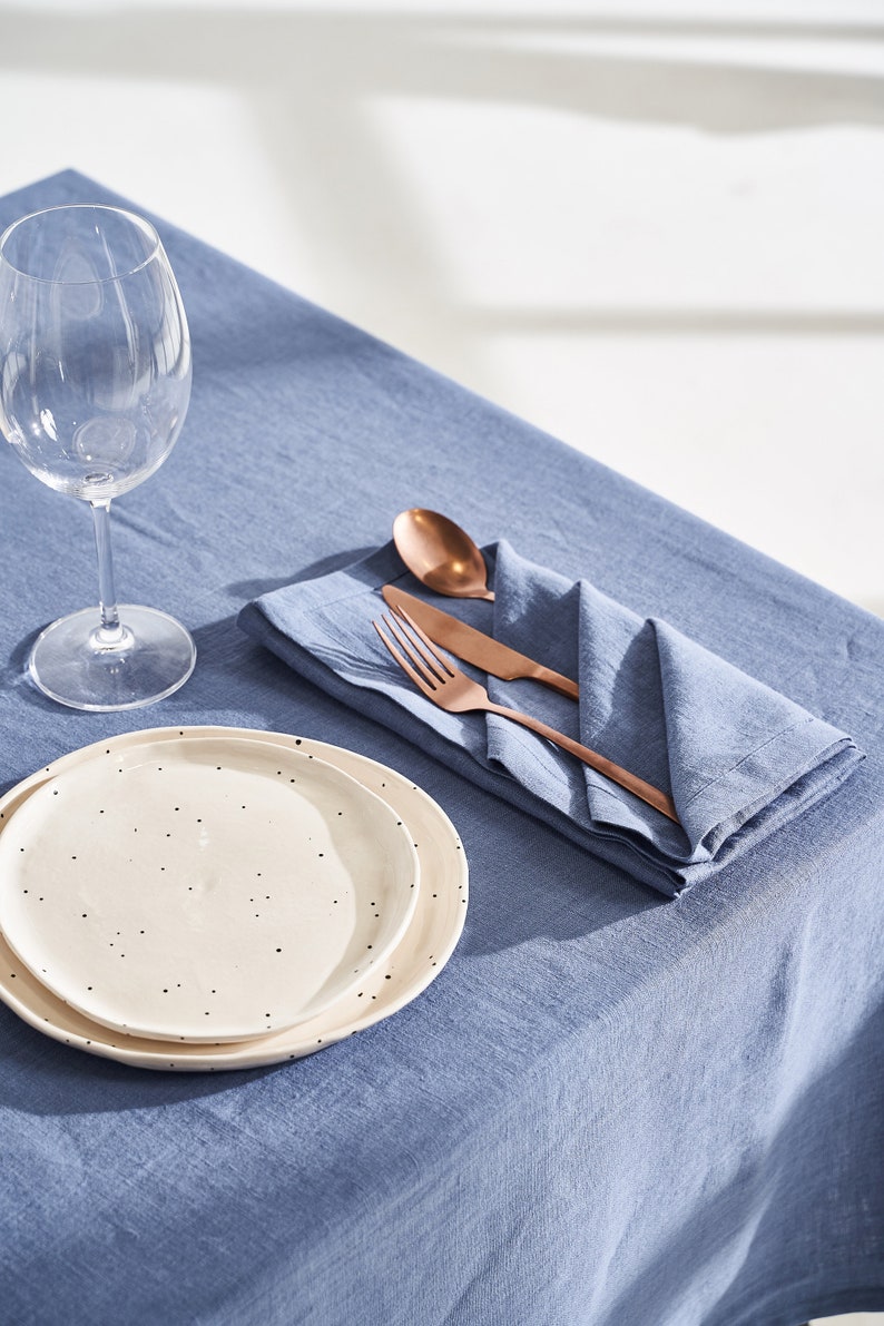 Linen napkins with mitered corners, Set of 4 linen napkins, Custom linen napkins, Cocktail napkins, Dinner napkins, Softened linen napkins Cornflower Blue