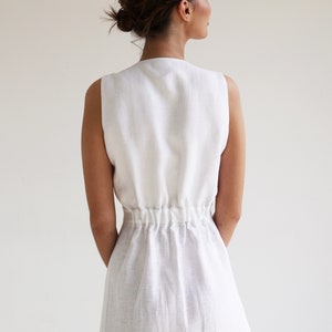 Linen maxi dress RIVIERA, Long sleeveless dress, White linen wrap dress, Wrap dress, Linen dress , Summer dress, Natural linen dress image 6