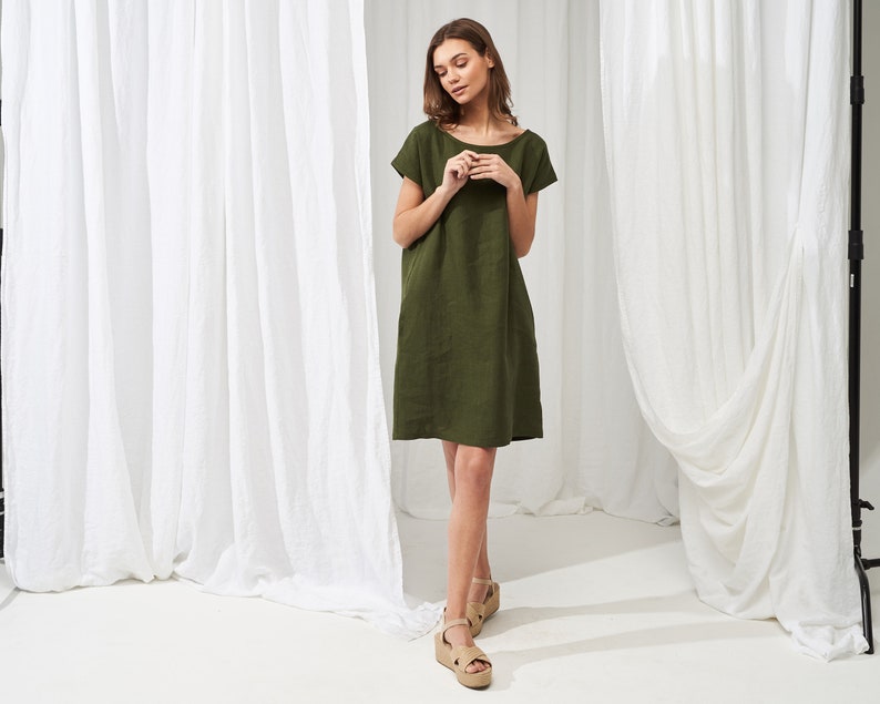 Loose linen dress TERESA  Simple linen dress Handmade tunic image 1
