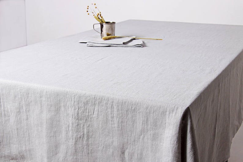 Grey linen tablecloth Softened linen tablecloth Grey Etsy