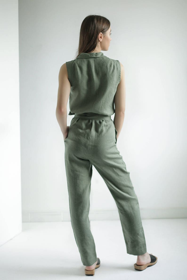 Linnen jumpsuit GIOVANNA Wrap linnen Jumpsuit voor dames Etsy