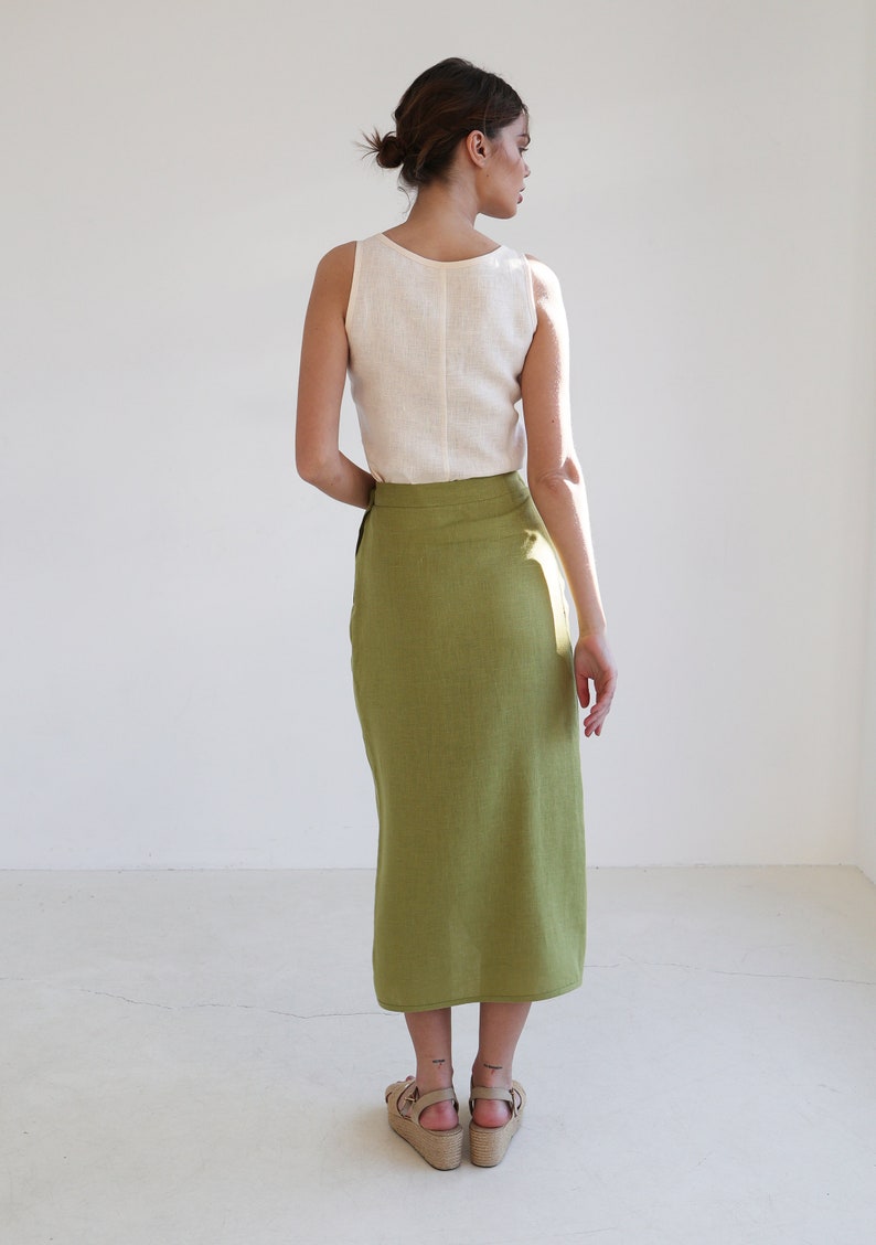 Linen skirt FIONA, Long linen wrap skirt, Maxi linen skirt, Maxi wrap skirt, Linen wrap skirt, Linen maxi skirt, Natural linen skirt imagem 5