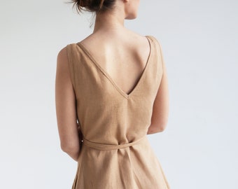 Linen Wrap Dress ROSIE: Sleeveless Fit & Flare Summer Dress - Etsy UK