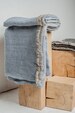 Bluish gray softened Linen throw, Linen throw blanket, Grey throw, Fringed throw blanket, Linen throws and blankets, Linen bed cover 