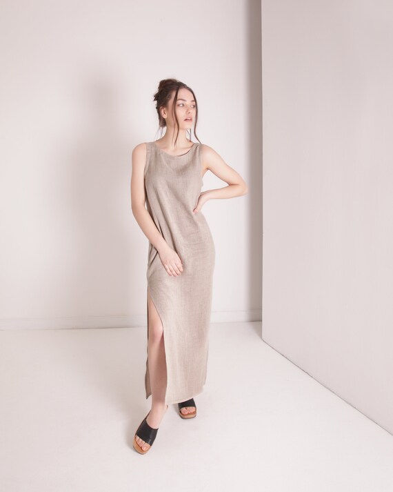 linen tank maxi dress