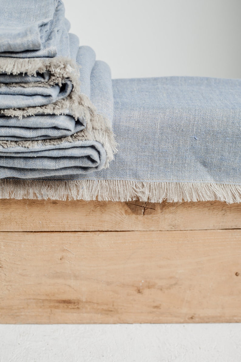 Bluish Gray Softened Linen Throw Linen Throw Blanket Grey Etsy