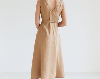 Linen Wrap Dress ROSIE: Sleeveless Fit & Flare Summer Dress - Etsy Canada