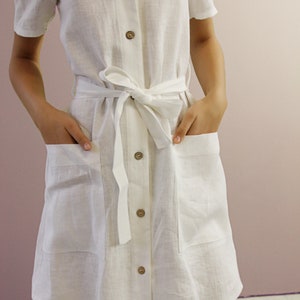 Button down linen mini dress MAYA, Summer dress for woman, Short linen dress with buttons, Linen dress available in 27 colors image 4