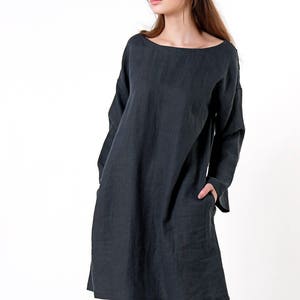 Linen Tunic SOPHIE Long Sleeve Linen Dress Casual Linen - Etsy