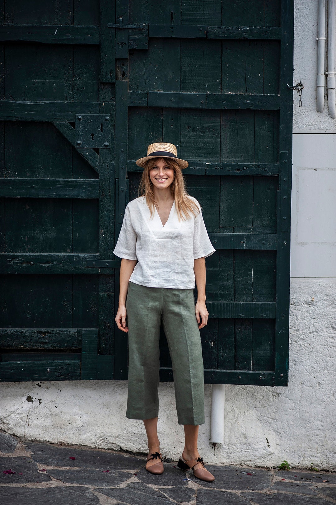 Linen Shirt ELODIE, Linen Short Sleeve Shirt, Linen Beach Shirt, Linen ...