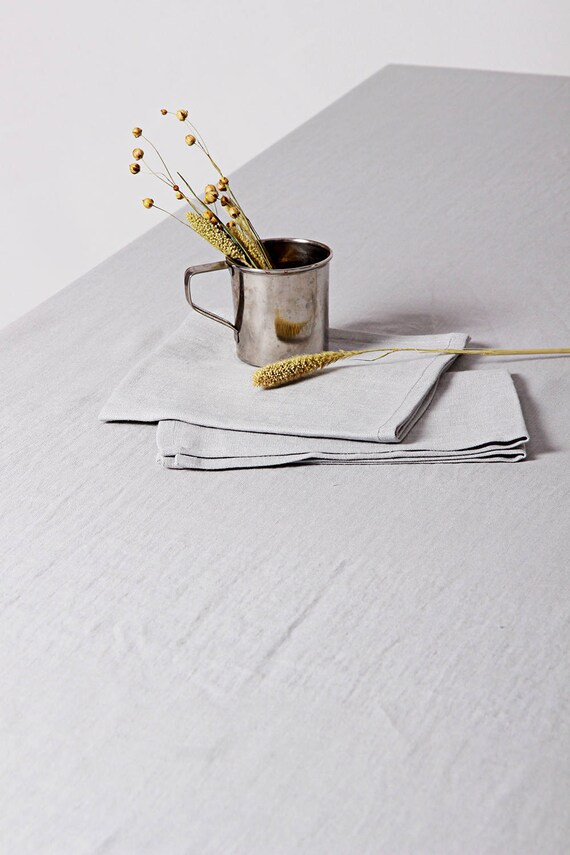 Light Grey Linen Napkins Set of 6 Linen Napkins Custom Linen Etsy