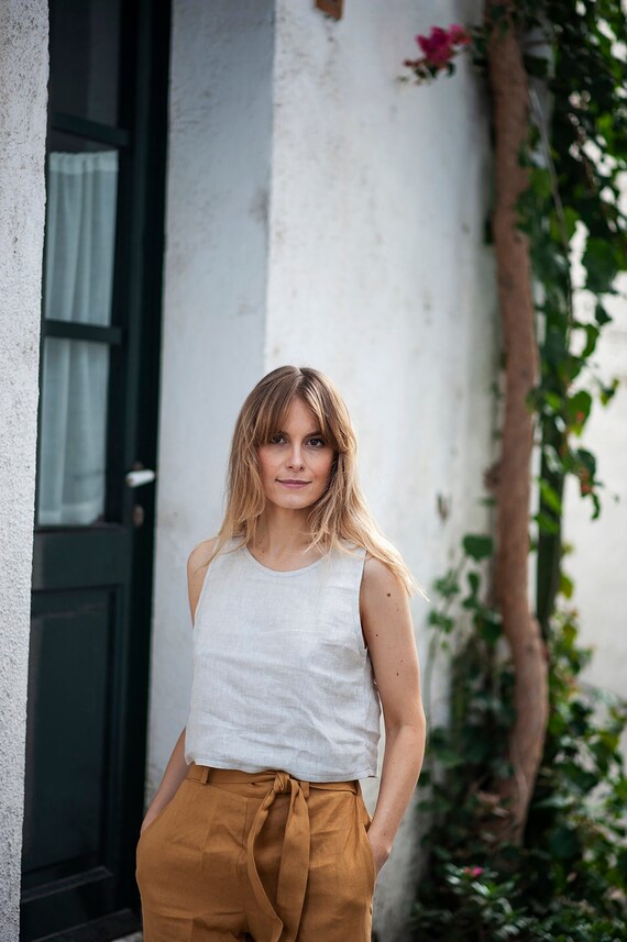 Crop Top LEIGH Linen Sleeveless Top 
