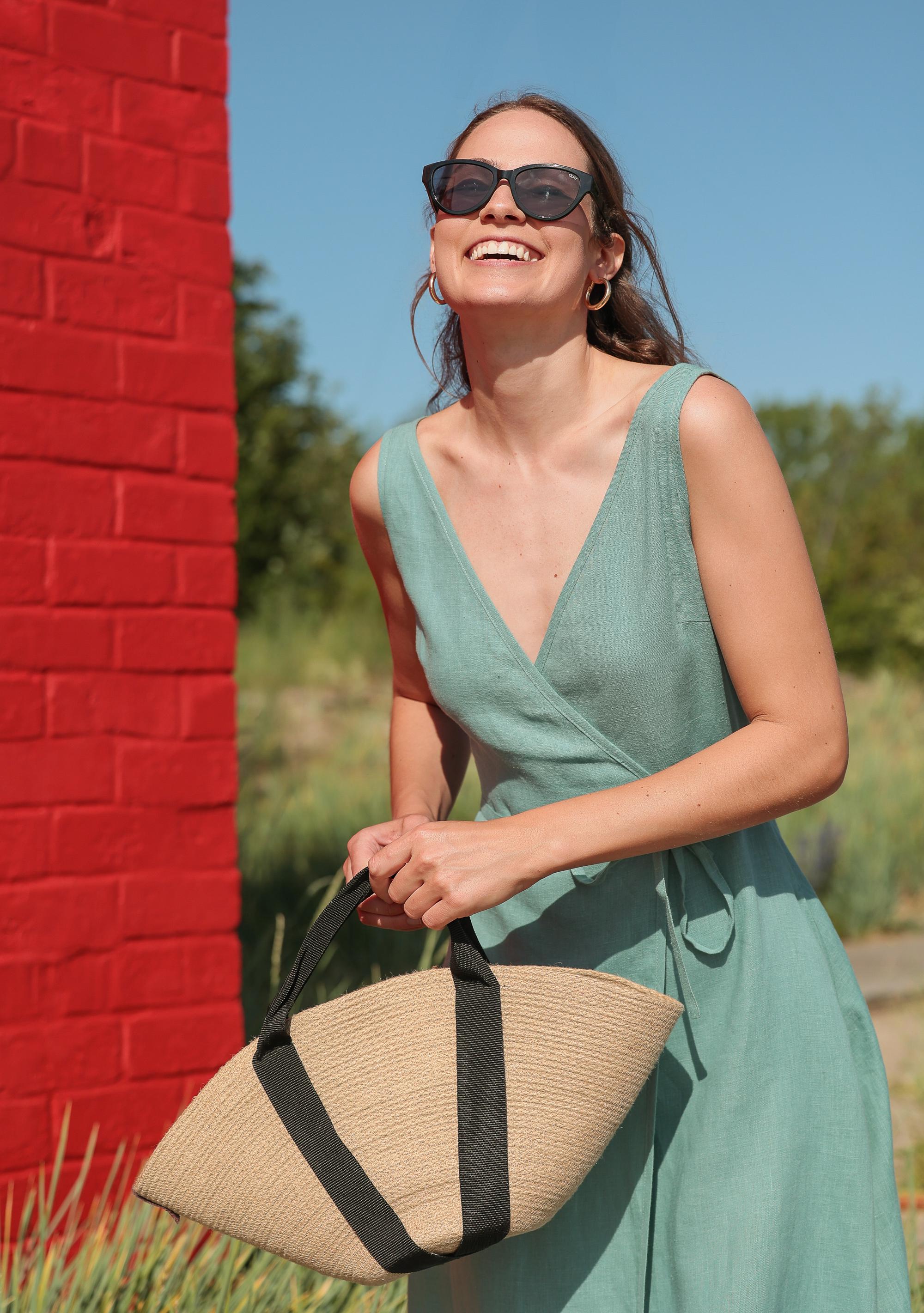 Wrap Sleeveless Linen Dress ROSIE, Fit and Flare Linen Dress