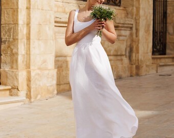 Linen Wedding Dress Wendy: Corset Back Bridal Gown