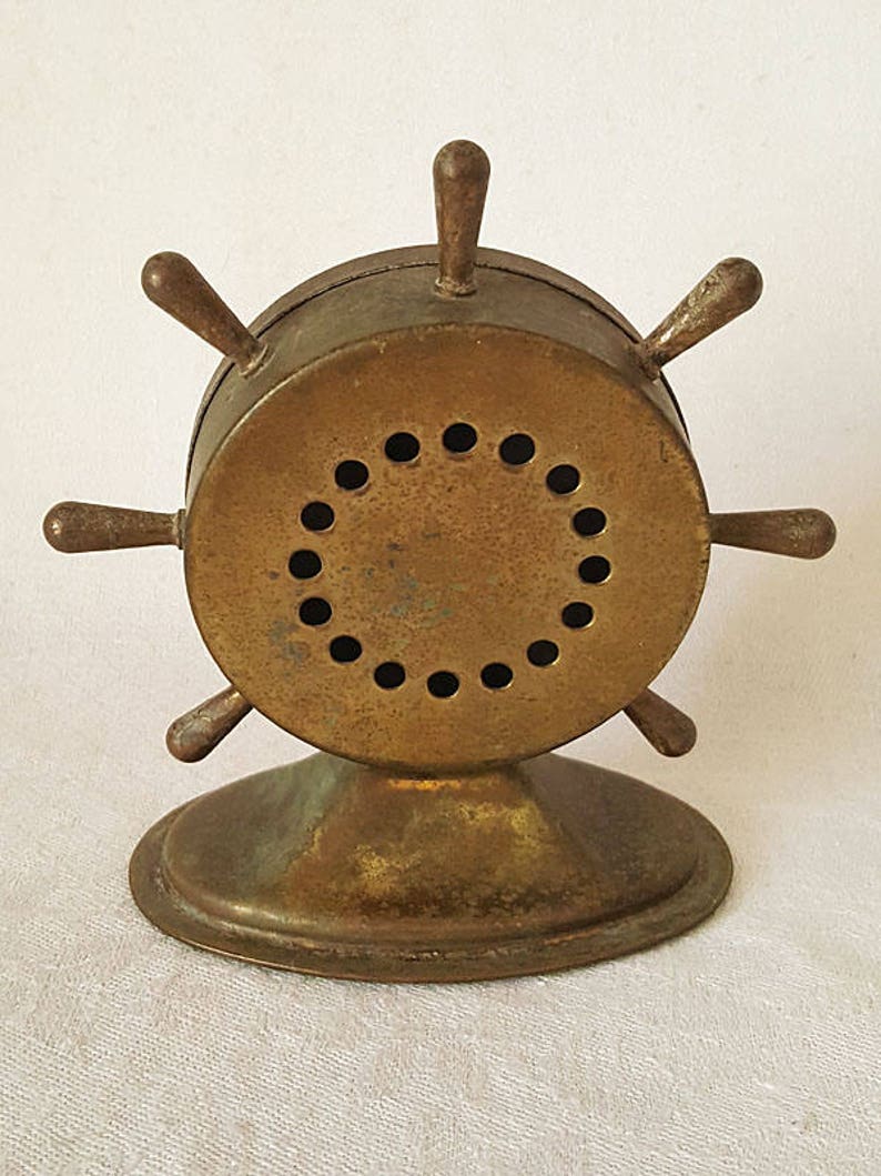 Vintage Ship Wheel Desk Fahrenheit Thermometer Roseland Buick Dealership 10432