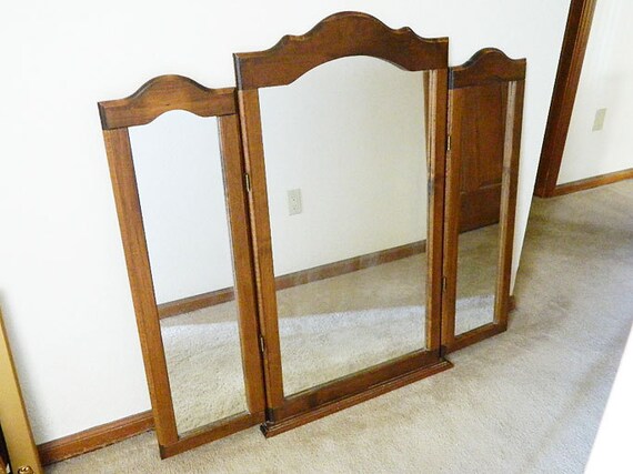 Vintage 3 Panel Dresser Top Mirror Etsy